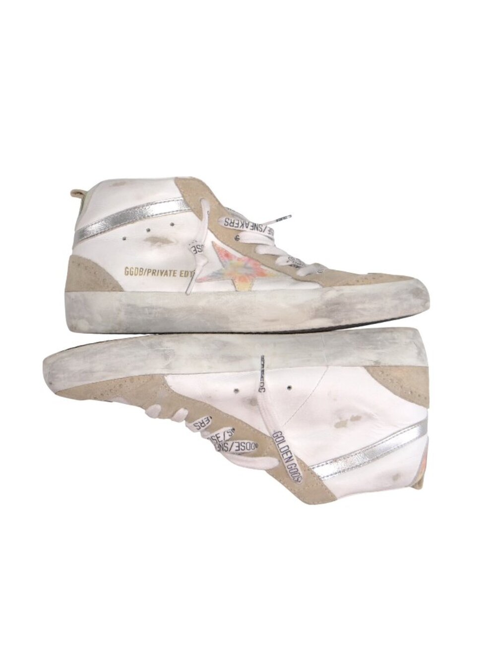 Golden Goose Mid Star Private Edition White Leather Rainbow Sneakers Limited  Ed